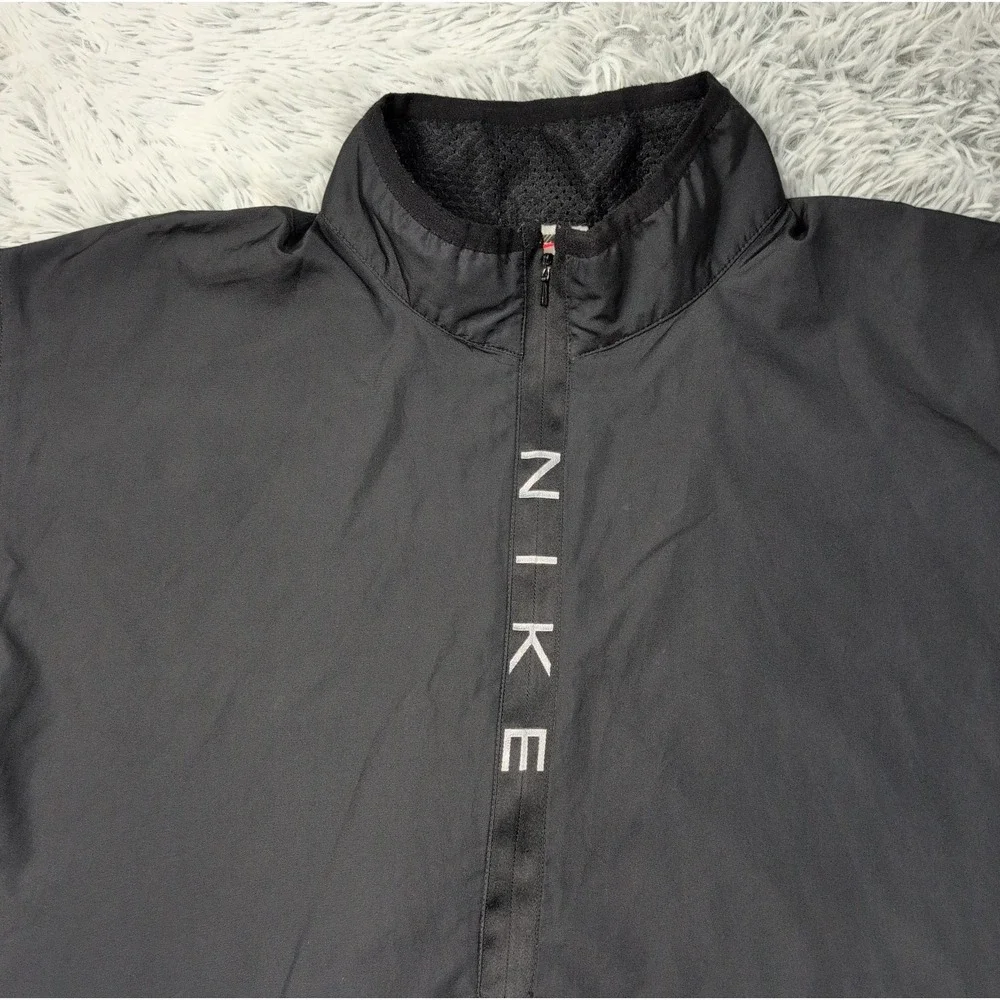 Vintage Nike Jacket Mens XL Black 90's Windbreaker Half Zip Up Pockets Swoosh